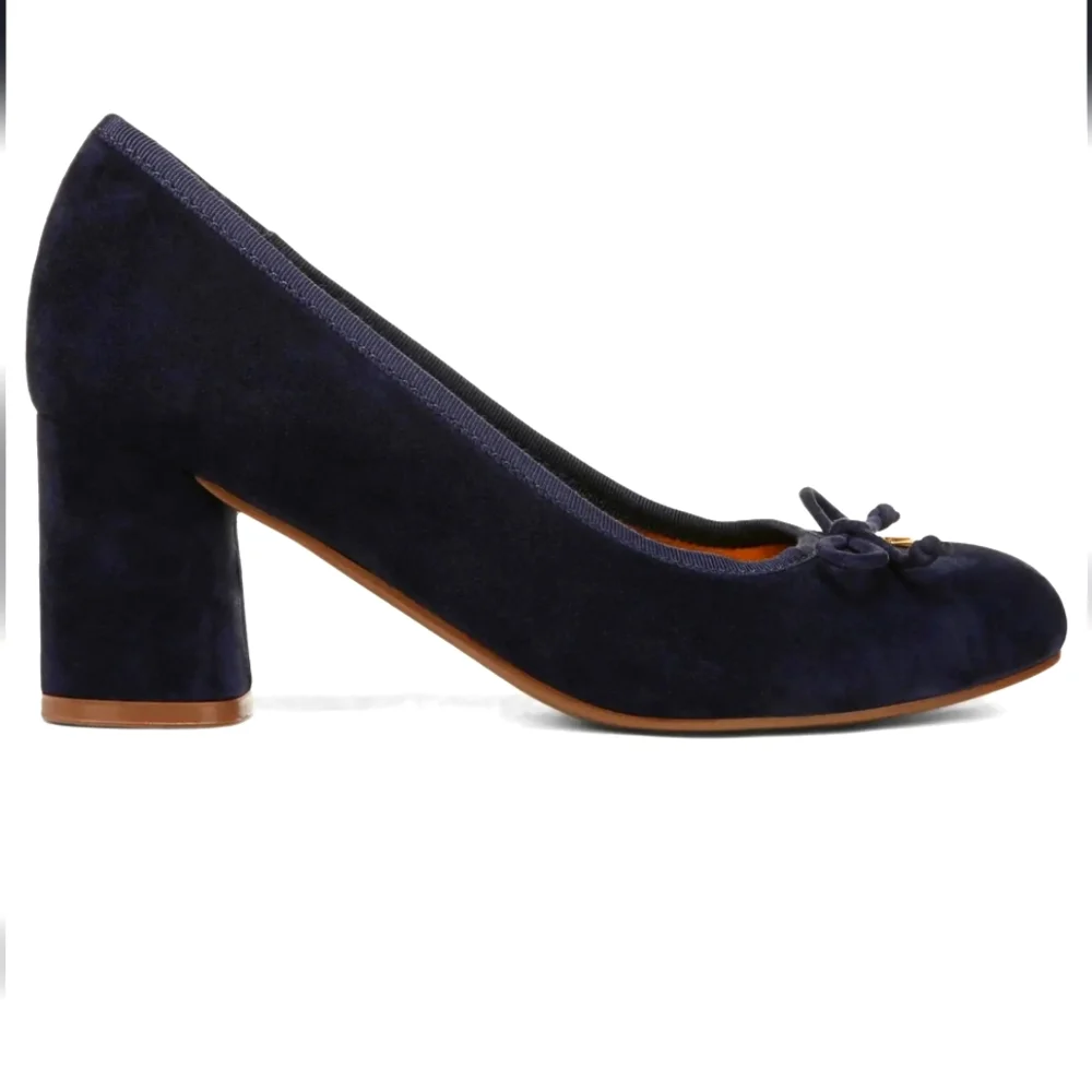 Naturalizer Navy Suede Block Heel Pumps - Picture 2 of 6